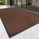 100pointONE Front Door Mat, Heavy Duty Indoor Outdoor Doormat, 60" x 36" Low Profile Outdoor Mats for Home Entrance, Stain and Fade Resistant Welcome Mat Ideal for High Traffic Area, Brown