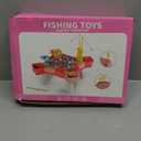 Magnetic Fishing Game Toys, Rotating Board Game with Music Including 48 Fishes and 8 Fishing Poles, Party Game Toys for Kids Age 4 5 6 7 8 and Up (Pink)