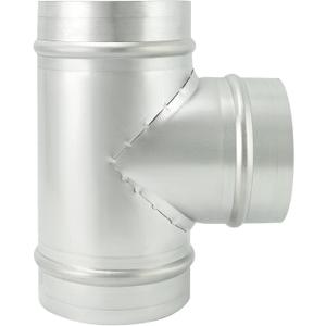 QWORK 4'' T Shape Duct Connector 3 Way Hose Adapter/Splitter, Metal 90 Tee Connector with 4 Inch branches, T-shape Round Pipe Connector (1 Pack)