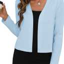 Zeagoo Women's Lightweight Summer Cardigan Cropped Long Sleeve Shrug Thin Open Front Sheer Bolero for Dresses (Large, Blue)