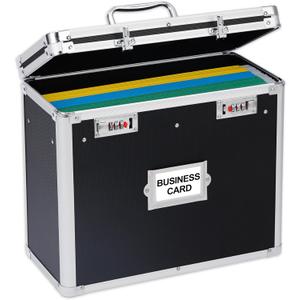 Aluminum Storage File Box with Lock,Portable Locking Storage Totes with Dual Combination Locks for Filing Office Documents