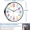 Kids Wall Clock, 8 Inch Small Modern Wall Clocks Battery Operated, Silent Non-Ticking Analog Classic for Office, Home, Bathroom, Kitchen, Bedroom, School
