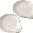 2 PCS Farmhouse Ceramic Spoon Rests Holder for Kitchen Counter Stove Top (A3/4)