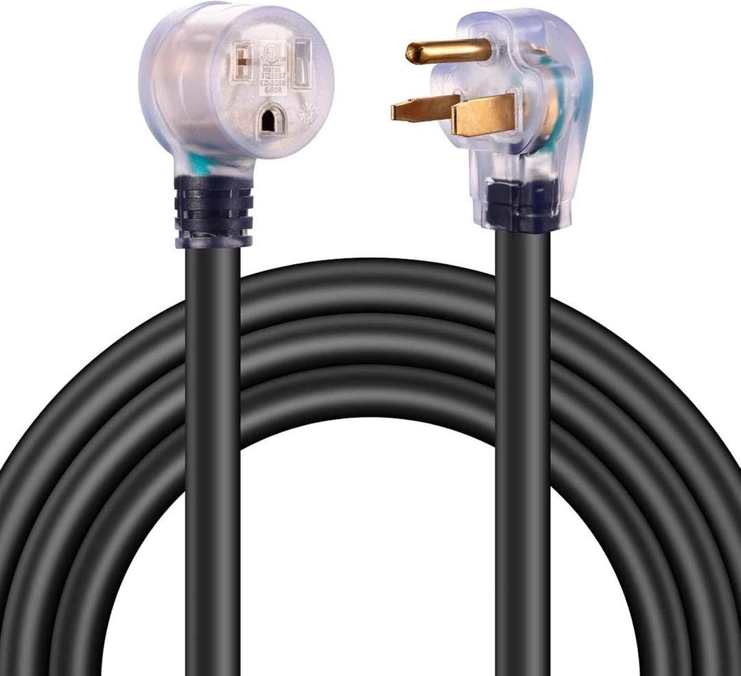 Miady 25ft 50AMP Welder Extension Cord, 8 Gauge Heavy Duty Industrial NEMA 6-50 Welding Machine Cord with Lighted End, ETL Approved