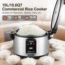 Commercial Rice Cooker, 10L/10.6QT Large Rice Cooker & Rice Warmer 50 CUPS Cooked Rice, Fast Cooking Electric Cooker with Auto Keep Warm, Non-stick Inner Pot for 10-20 People Use,120V