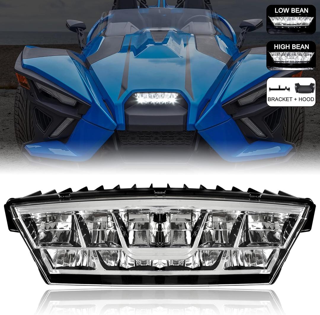 LED Headlight Assembly for Polaris Slingshot, Center Head Light Head Lamp Kit for 2020 2021 2022 2023 Polaris Slingshot S R SL SLR GT Accessories