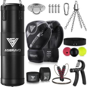 Punching Bag for Adults, 4ft Heavy Boxing Bag Set with 12 OZ Gloves for MMA Karate Kickboxing Boxing Home Gym Training - Unfilled