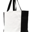 Medium Sturdy Beige Tote Bags, Black Straps, Pack of 4