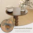 Fultyle Round Side Table, Small Drink Table for Small Spaces, Modern Accent Nightstand with Solid Wood Leg for Living Room, Bedroom, Corners, and Office (Rustic Brown)