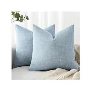 MIULEE Pack of 2 Decorative Burlap Linen Throw Pillow Covers 19x19 inch Light Green
