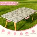 HOMOHEINI Rectangle Picnic Table Cloth, Elastic Waterproof Fitted Vinyl Tablecloths for 6 Foot Tables, Wipeable Flannel Backed Table Covers for Dining, Camping, Outdoor(Rose,36"x72")