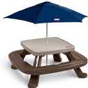 Little Tikes Fold 'n Store Picnic Table with Market Umbrella, Brown (632433M), Onesize