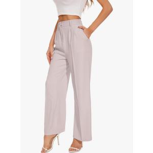 FUNYYZO Wide Leg Pants Women's High Elastic Waisted in The Back Business Work Trousers Long Straight Suit Pants, Size: M