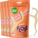 SmartLifeco Eco-Friendly Dual-Thread Dental Floss Picks (200ct) - Flossers Made with Straw Wheat Blend, Superior Anti-Shred for Tight Gaps, Tooth Pick Stick for Adults, Soft on Gum & Teeth, Unflavored 