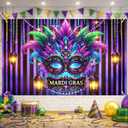 Mardi Gras Backdrop Banner Carnival Masquerade Photography Backgrounds Mask Colorful Backdrop Party Decoration Banner Studio Props Seasonal Decor Home and Party Banner 71x43 Inch (Feathered Mask#003)