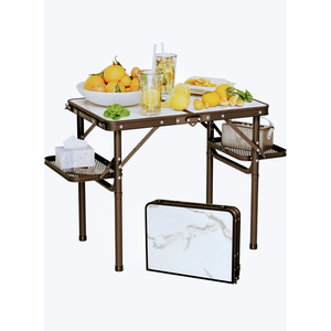 Titanker Folding Camping Table Small 2ft, Small Camp Table Portable with 50% Extra Space, Folding Picnic Table, Portable Beach Tables, Car Camping Essentials, Aluminum Light Solid