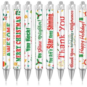 HOWAF 8pcs Christmas Pens Gifts Bulk, Christmas Ballpoint Pens for Coworkers, Xmas Appreciation Gift Pens for Nurse Teacher Employees, Xmas Holiday Gift Motivational Ballpoint Pen