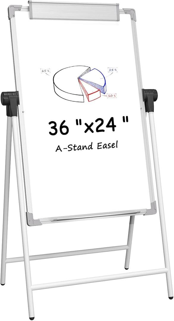 MaxGear Large White Board with Stand, 36" x 24" Double Sided Big Easel Whiteboard A-Stand Easel Dry Erase Board for School and Classroom, Home, Office Stand Height Adjustable Flip Chart
