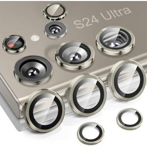 Hoerrye for Samsung Galaxy S24 Ultra Camera Lens Protector, Case-Friendly, Ultra-HD 9H Tempered Glass Screen Protector, Anti-Scratch, Space Titanium Military-Grade Drop Protection, Titanium Gray