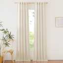 NICETOWN Natural Linen Bedroom Curtains 84 inches Long, Rod Pocket & Back Tab Thick Flax Window Treatments Privacy Assured with Light Filtering for Living Room, W34 x L84, 2 Panels, Natural