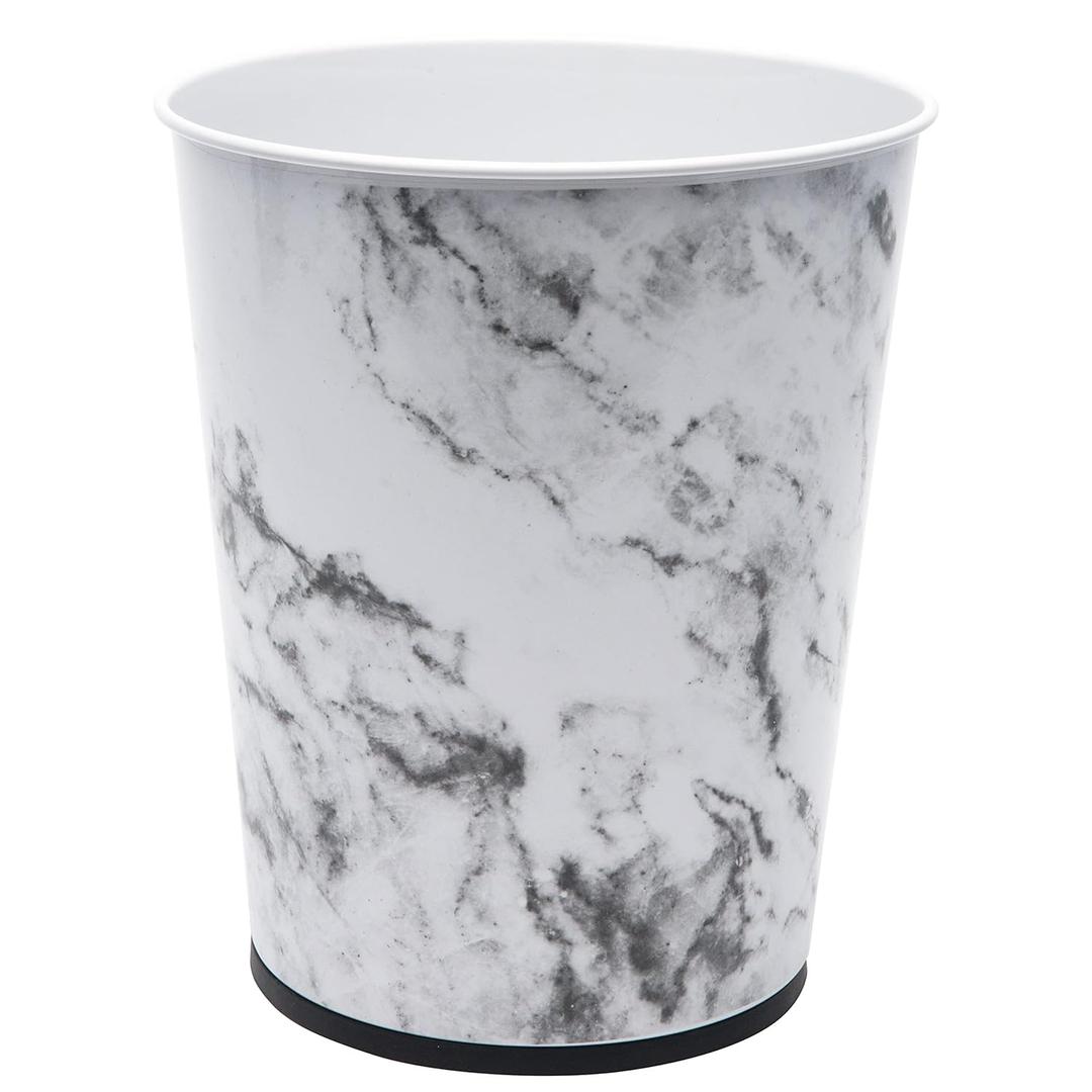 Bath Bliss 5 Liter Small Wastebasket | Round Open Top | Trash Can | Bathroom | Bedroom | Kitchen | Office | Dorm | Disposal Waste Bin | Garbage | Marble (1 Pack)