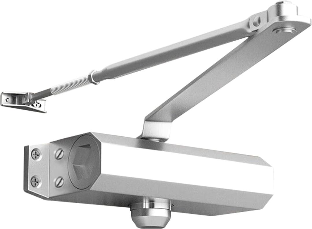 Medium Duty Hydraulic Door Closer for Commercial & Residential Use - Perfect for Screen Doors, Garage Entry, and Interior Doors with Soft Close Technology - Adjustable Automatic Door Closing Mechanism (Silver)