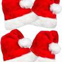 COOLJOY 4 Pack Plush Santa Hats, Christmas Santa Hats for Christmas Party, Adult size Xmas Holiday Hat for Unisex Kids Party Supplies