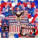 170Pcs 250th Anniversary Decorations, ALL-IN-1 | Patriotic Party Supplies American 250 Decorations Backdrop for 4th of July Independence Day Semiquincentennial Celebration