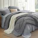 Bedsure King Size Comforter Set - 7 Pieces Reversible Grey Bedding, King Size Bed Set for All Seasons, Bed in a Bag with Down Alternative Comforter, Sheets, Pillowcases & Shams