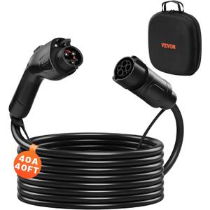 VEVOR EV Charger Extension Cable, 40Amp 40 ft J1772 Extension Cord Compatible with 120V-240V SAE J1772 Electric Vehicle Chargers, Level 1/Level 2 IP66 Heavy Duty Car Charging Cable with Carrying Bag