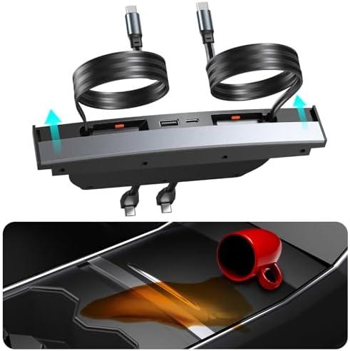 Amazon.com: Upgrade Tesla USB Hub for Tesla Model 3&Y Waterproof - 4Ports Fast Chargr for Model Y/3 Accessories 2023 2022 2021 Retractable Docking Station, 2 Type-C Fast Charging Cables (Not Fit Model 3 2024) : Automotive