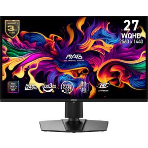 MSI MAG 274QP QD-OLED X24 27-Inch WQHD Gaming Monitor, 2560 x 1440 Quantum Dot OLED Panel, 240Hz, 0.03ms, Adaptive-Sync, HDMI2.1, DP 1.4a, Tilt/Height Adjustable, Black