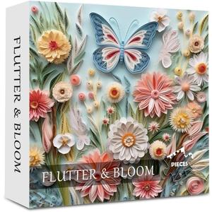 Puzzle 1000 Piece for Adults Jigsaw Featuring Aesthetic Home Decoration Unique Gift for Cat Lovers Premium Large Puzzle for Family Fun (Flutter&Bloom Puzzles-1000pcs)