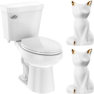 2 Pack Toilet Bolt Covers, Ceramic Toilet Bolt Caps Lovely Cate Toilet Screw Cover Caps, Fashion Toilet Decorative Avoid Rusting of Bolts