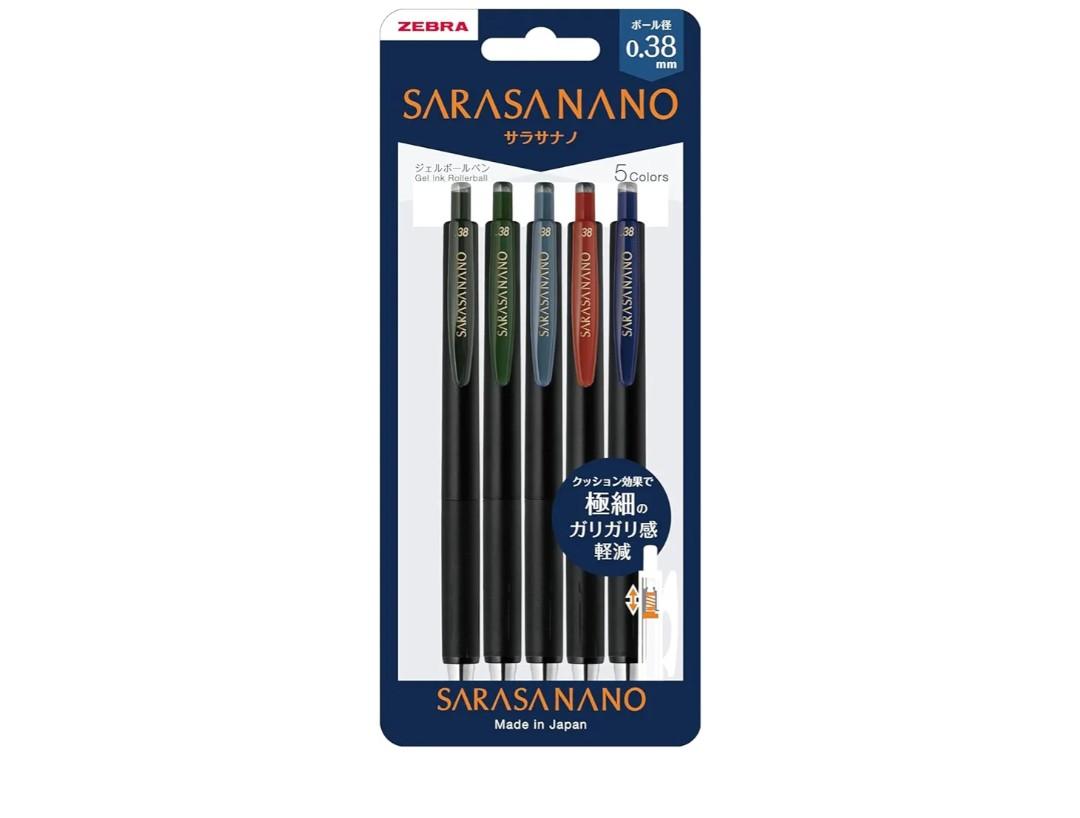 SARASA Nano Gel Ballpoint Pen 0.38mm Extra Fine Point Rubber Grip 5 Vintage Colors Set JJX72-5C-V-N Japan Import With Original Stylus Ballpoint Touch Pen