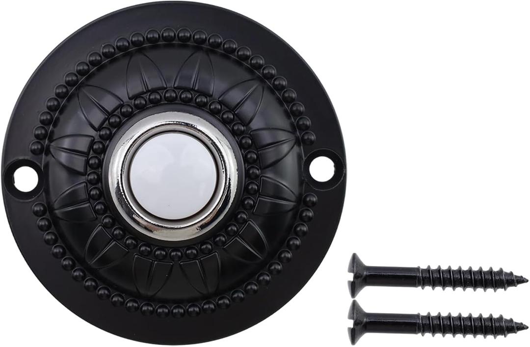 Geesatis Round Metal Doorbell Push Button,Doorbell Button Wired Replacement,Copper Doorbell,Weathered Black,1 Pack