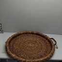Creative Co-Op Artisanal Bankuan Braided Tray with Handles, Dark Brown