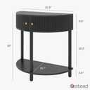 Stead Entryway Table Fluted Half Moon Console - Semicircular, Black Oak Veneer - Hidden Storage with Two Fluted Doors & Brass Knobs - Modern Narrow Console Table for Living Room & Hallway