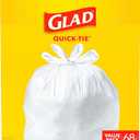Glad Tall Kitchen Trash Bags 13 Gallon, Unscented Garbage Bags, Quick-Tie, 68 Count