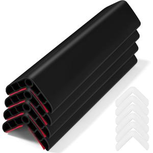 Wall Corner Edge Protector 4 Pack,1.57x1.57x23.62x0.28 inch Soft Baby Proof Corner Guards for Sharp Edges, Self-Adhesive Corner Protectors for Home, Kindergarten,Thickness-7mm(0.28 in) (Black)