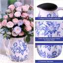 Blue and White Ceramic Vase, Vintage Porcelain Vase with Crackle Glaze, Farmhouse Rustic Oriental Decorative Centerpiece for Living Room, Dining Table, Entryway, and Bookshelf (Pitcher)