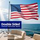 Boat Flag 2 Pack, American Flag for Boat 12 x 18 inches, US Universal Marine Boat Flag with 4 Stainless Steel Clamps, Double Side Nylon Outdoor Banner for Marine, Boat