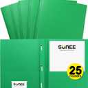SUNEE 2 Pocket Folders with Prongs (25 Pack, Green), Paper Folders with 2 Pockets and 3 Prongs Fit Letter Size Paper, Folders with Prongs for School Office Home Business