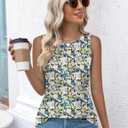 Kistore Womens Summer Tank Tops Sleeveless Crew Neck Pleated Blouse Shirts Fashion Clothes 2025 (XXL)