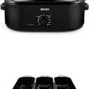 AROMA 18Qt. Roaster Oven and Buffet Tray Bundle - Perfect for Slow Roasting, Baking, and Serving | Includes 18Qt. Roaster Oven (ART-718B) and 3-Compartment Buffet Server (ART-002)