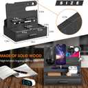 melafa365 Nightstand Organizer for Men,Phone Docking Station with Cable Management,Night Stand with Drawer,Bedside Organizer for Watches,Keys,Wallets,Gifts for MenBlack