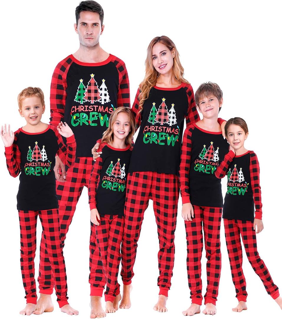 Joyond Family Pajamas For Christmas Halloween Thankgiving Hanukkah 100% Cotton Matching Family Xmas Pjs For Women Men Kids (Black, L)