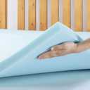 Best Price Mattress 1.5 Inch Ventilated Memory Foam Mattress Topper, Cooling Gel Infusion, CertiPUR-US Certified, Twin, Dorm Essentials, Blue