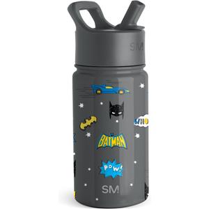 Simple Modern Kids Summit Water Bottle with Straw Lid | DC Comics Batman 14oz Stainless Steel Cup Insulated Tumbler for Boys, School | Batman POW!