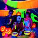 KatchOn, Neon Fringe Banner  8.2 Feet, Pack of 2 | Neon Banner for Rave Party Decorations, Glow Parties Glow in The Dark Streamers for Birthday, Bachelorette Party (Neon Orange, Green and Hot Pink)